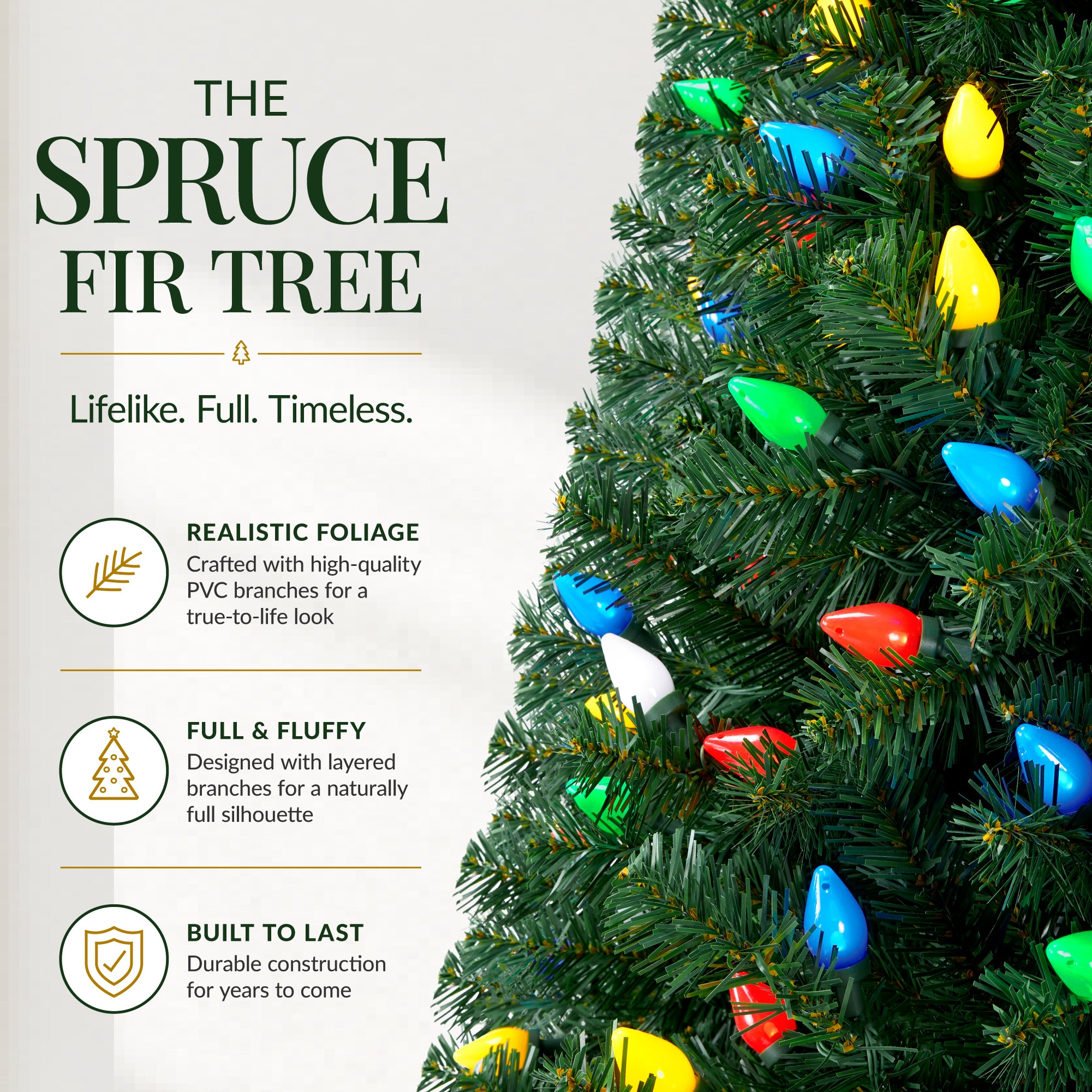 Artificial Christmas Tree with C7 Viral Twinkling Lights, PreLit Spruce