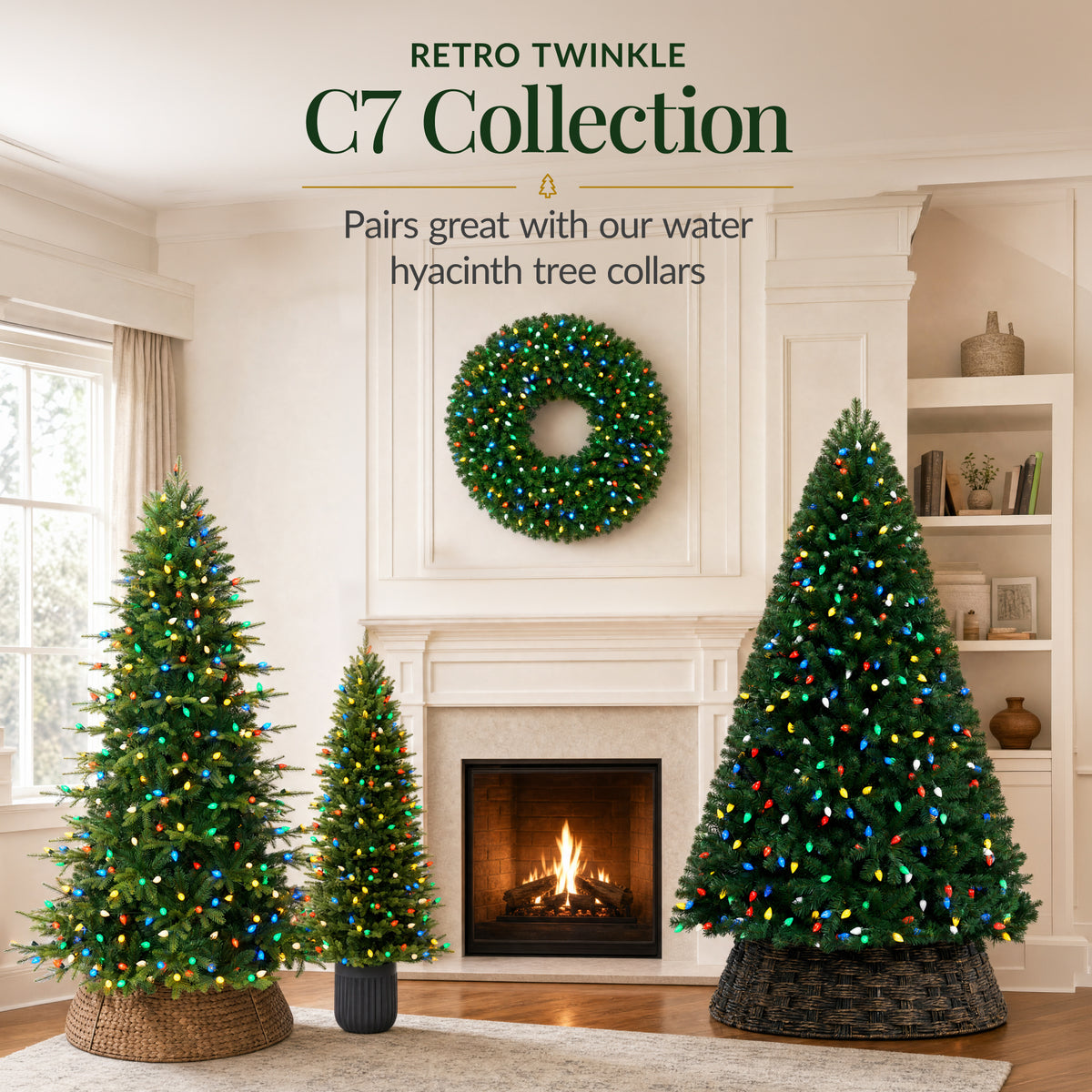 Artificial Christmas Tree with C7 Viral Twinkling Lights, PreLit Spruce