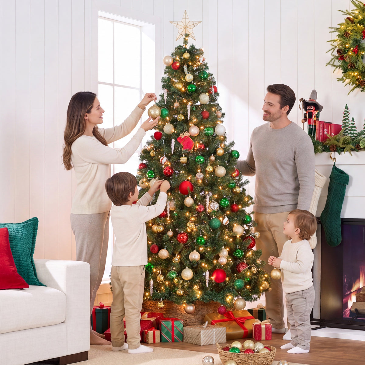 Artificial Christmas Tree with Viral Twinkling Lights, PreLit Spruce