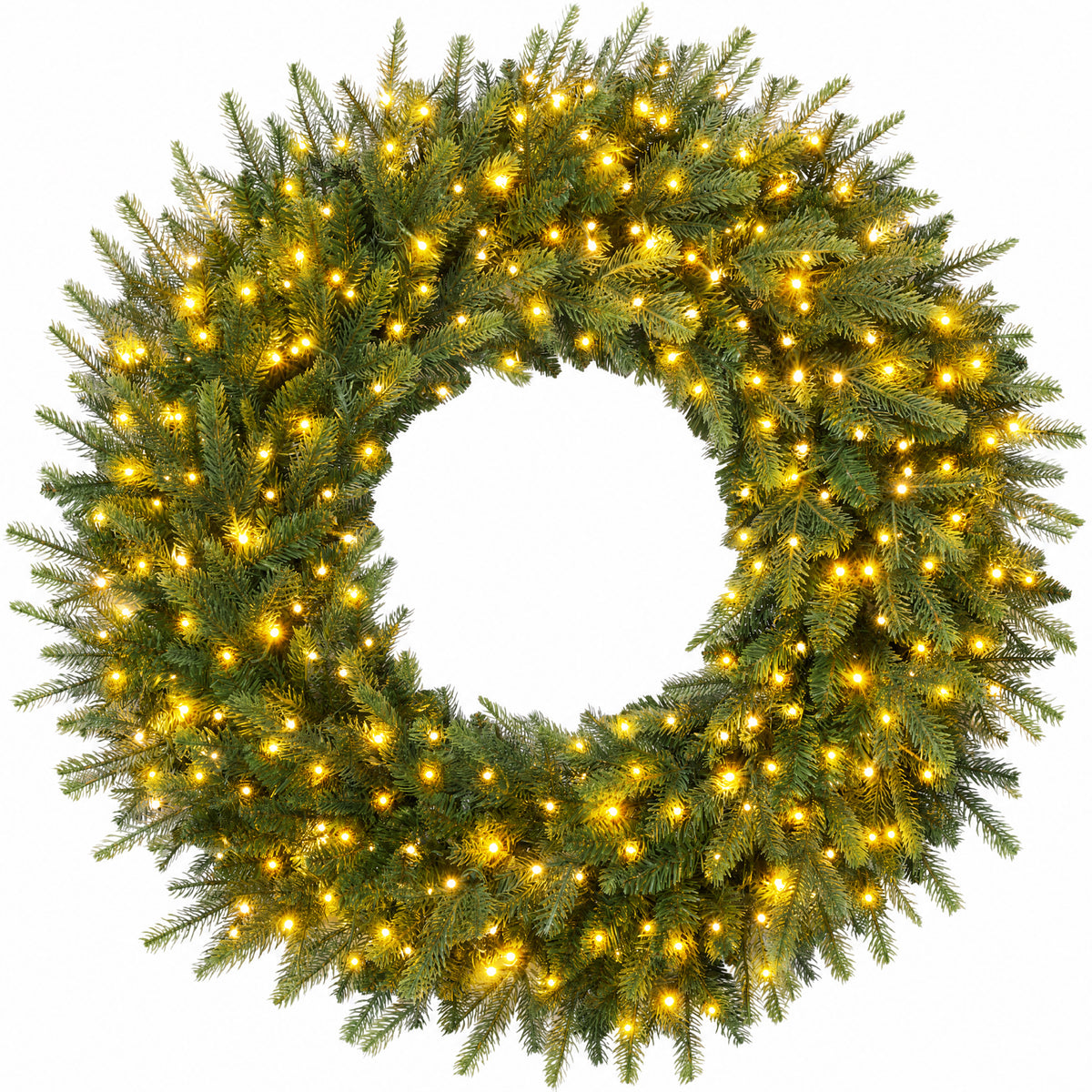 Large Aspen Christmas Wreath Pre-lit XL Realistic Outdoor Decor
