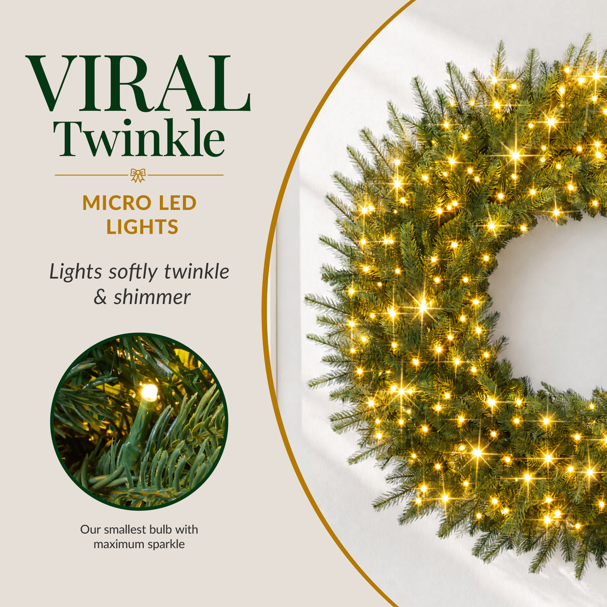 Large Aspen Christmas Wreath Pre-lit XL Realistic Outdoor Decor