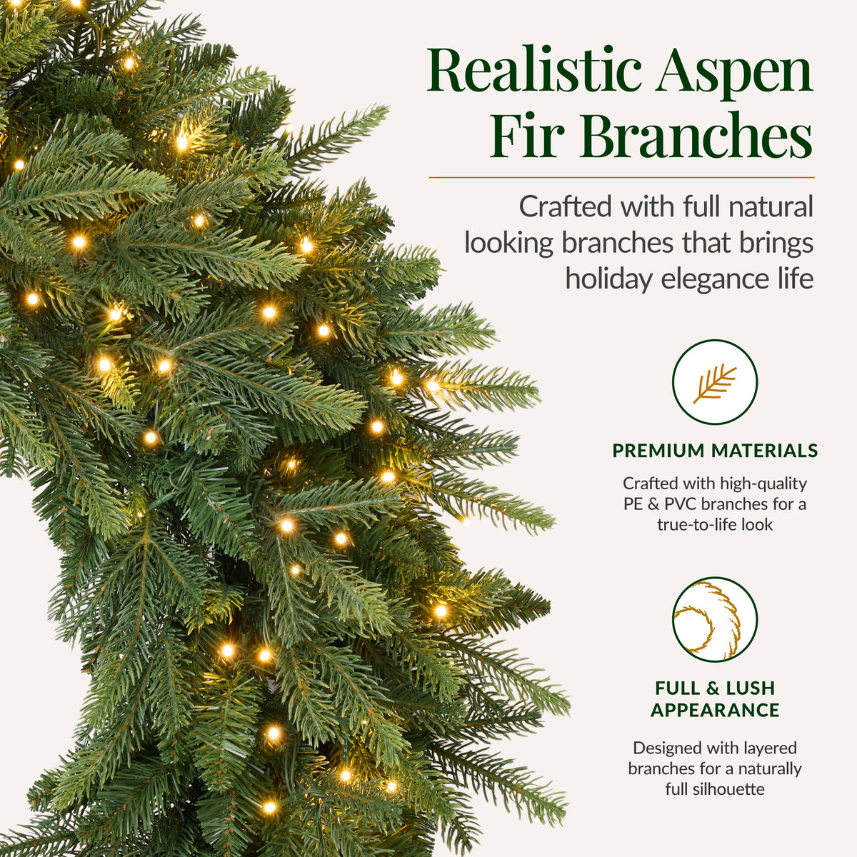 Large Aspen Christmas Wreath Pre-lit XL Realistic Outdoor Decor