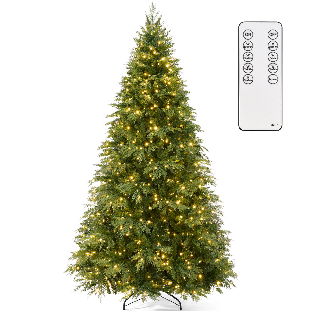 Pre-Lit Cedar Cypress Christmas Tree Twinkling Lights Remote Control