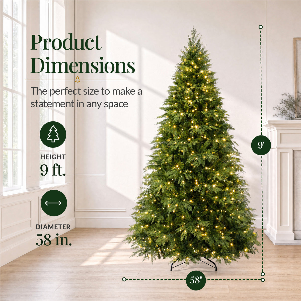Pre-Lit Cedar Cypress Christmas Tree Twinkling Lights Remote Control