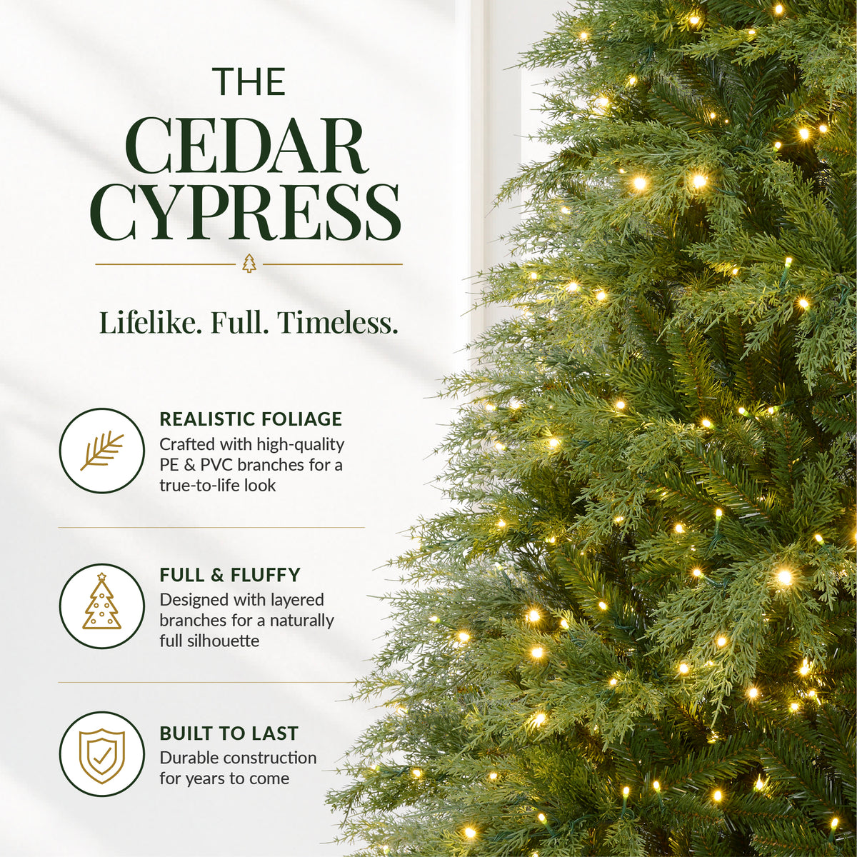 Pre-Lit Cedar Cypress Christmas Tree Twinkling Lights Remote Control