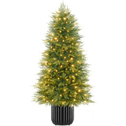 Potted Christmas Tree Pre-lit Green Aspen Twinkling LEDs Holiday Decor