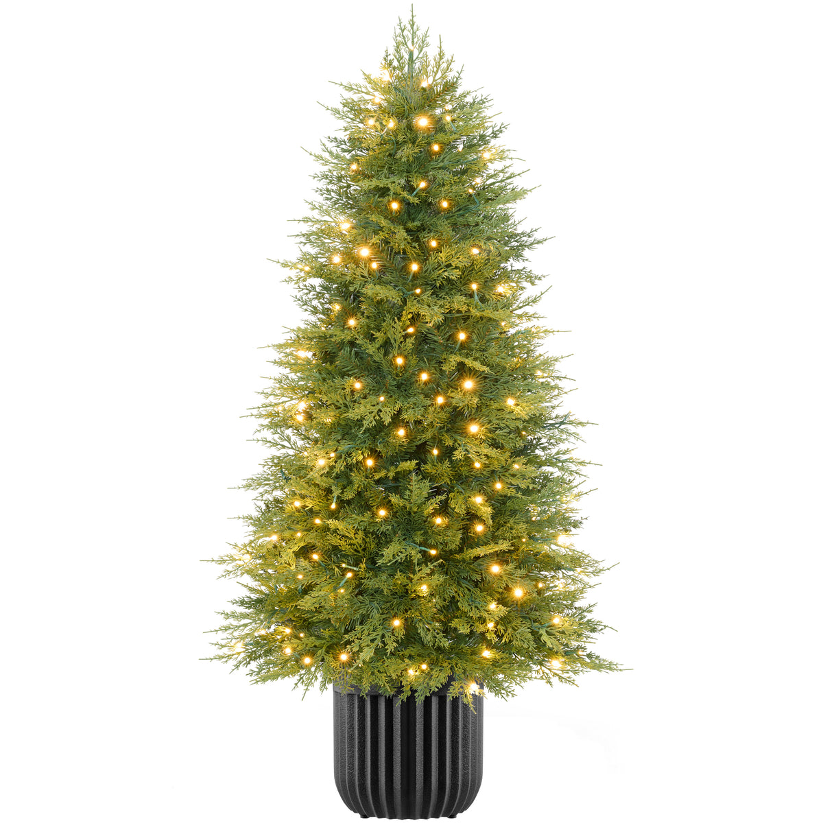 Potted Christmas Tree Pre-lit Green Aspen Twinkling LEDs Holiday Decor