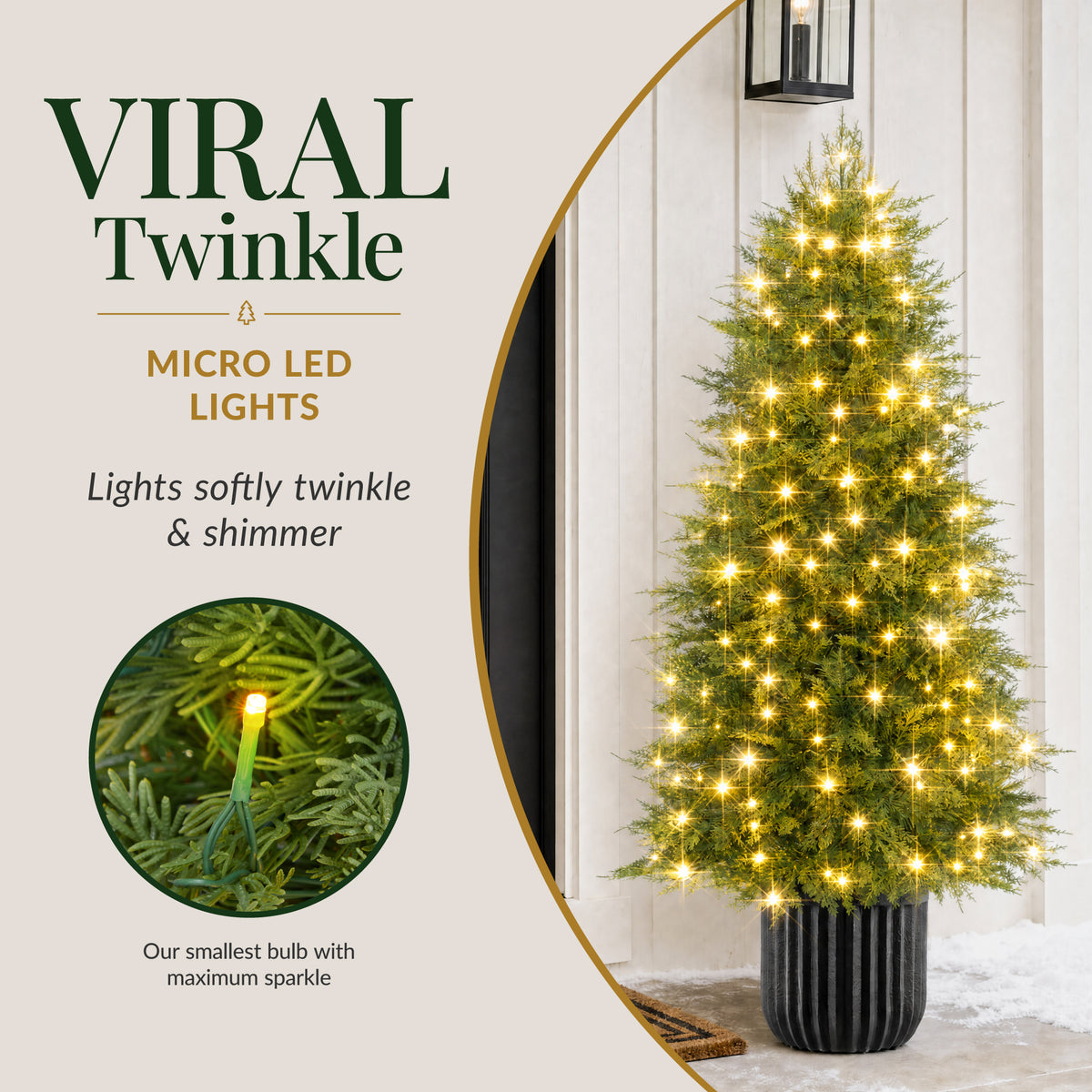 Potted Christmas Tree Pre-lit Green Aspen Twinkling LEDs Holiday Decor