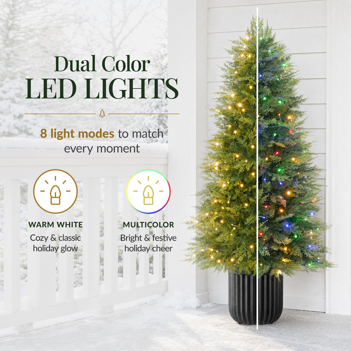 Potted Christmas Tree Pre-lit Green Aspen Twinkling LEDs Holiday Decor