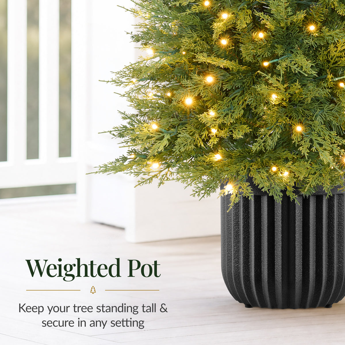 Potted Christmas Tree Pre-lit Green Aspen Twinkling LEDs Holiday Decor