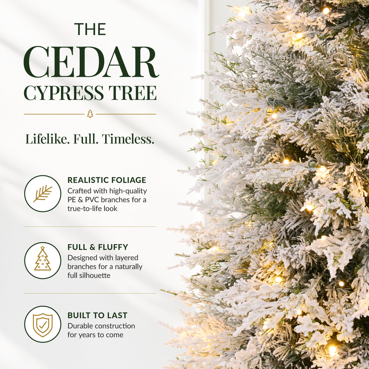 Potted Christmas Tree Pre-lit Flocked Aspen Twinkling LEDs Holiday Decor