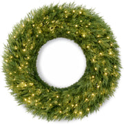 Pre-Lit Cedar Cypress Christmas Wreath w/ Remote Control Twinkling LEDs