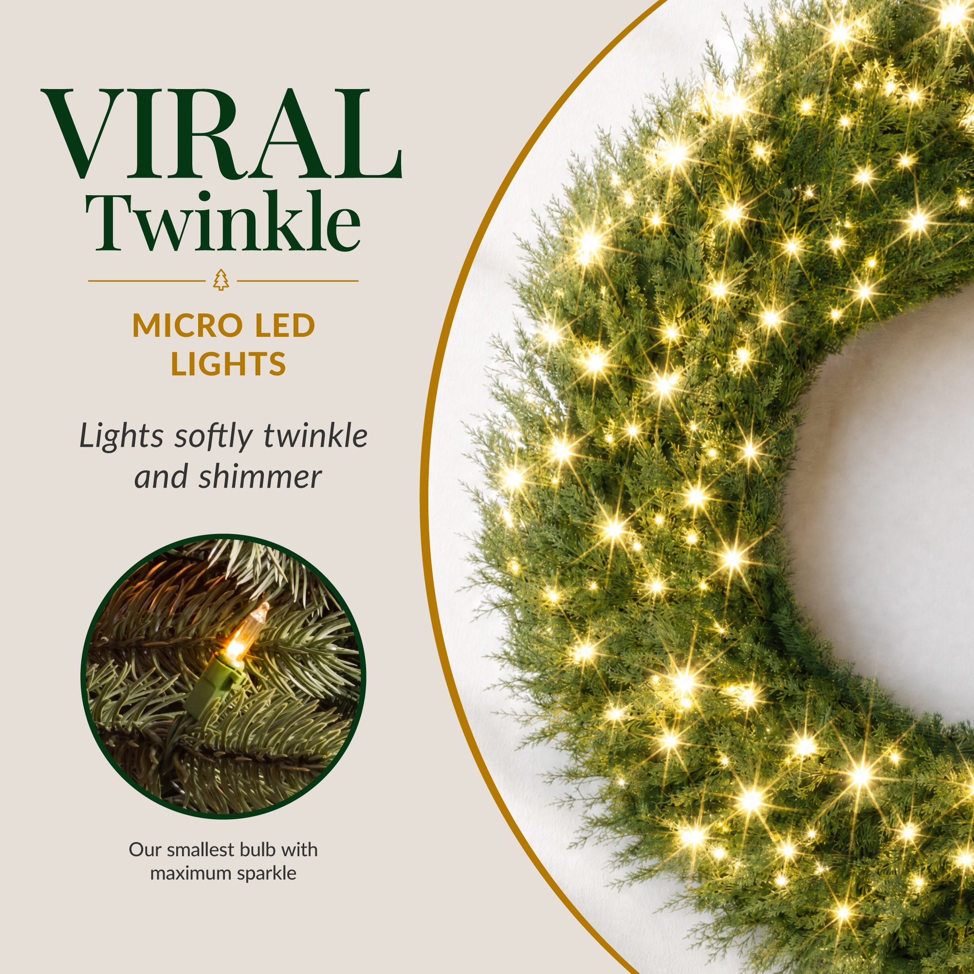 Pre-Lit Cedar Cypress Christmas Wreath w/ Remote Control Twinkling LEDs