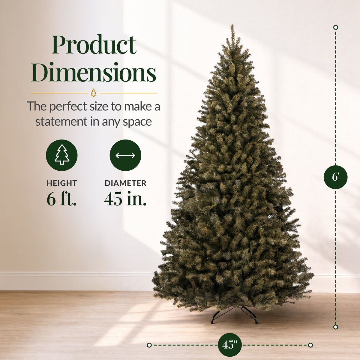 Artificial Christmas Tree, Premium Unlit Realistic Spruce Holiday Decor