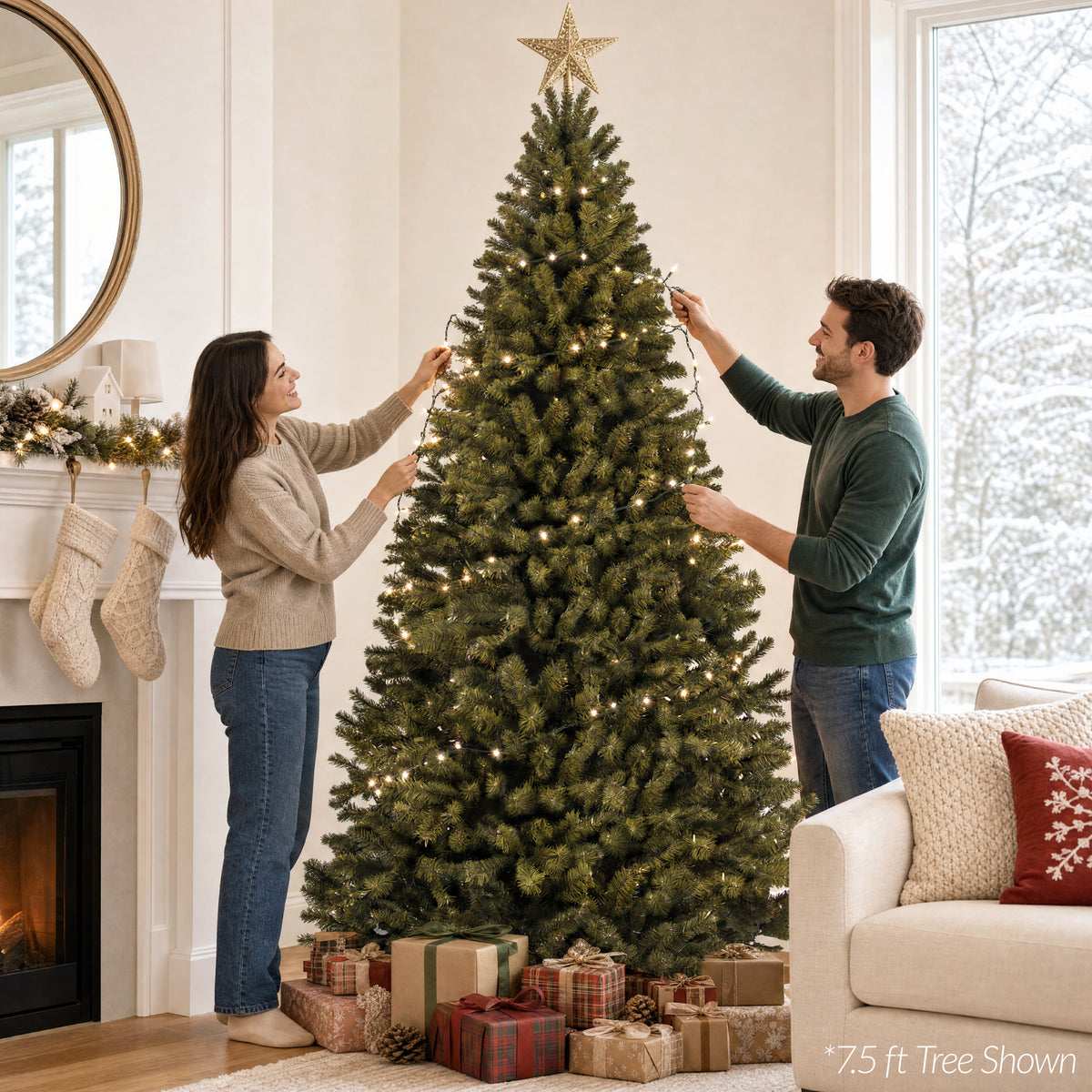 Artificial Christmas Tree, Premium Unlit Realistic Spruce Holiday Decor