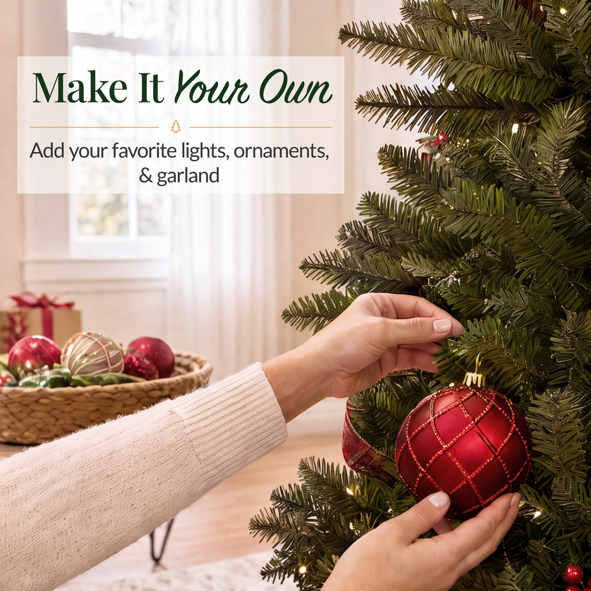 Artificial Christmas Tree, Premium Unlit Realistic Spruce Holiday Decor