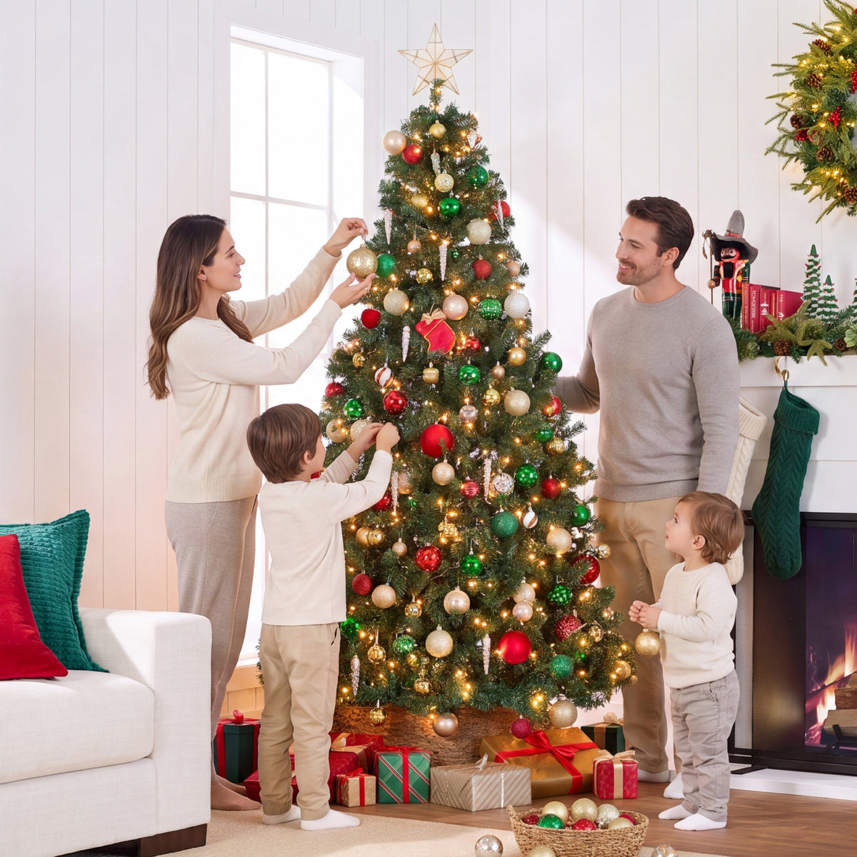 Artificial Christmas Tree, Premium Unlit Realistic Spruce Holiday Decor