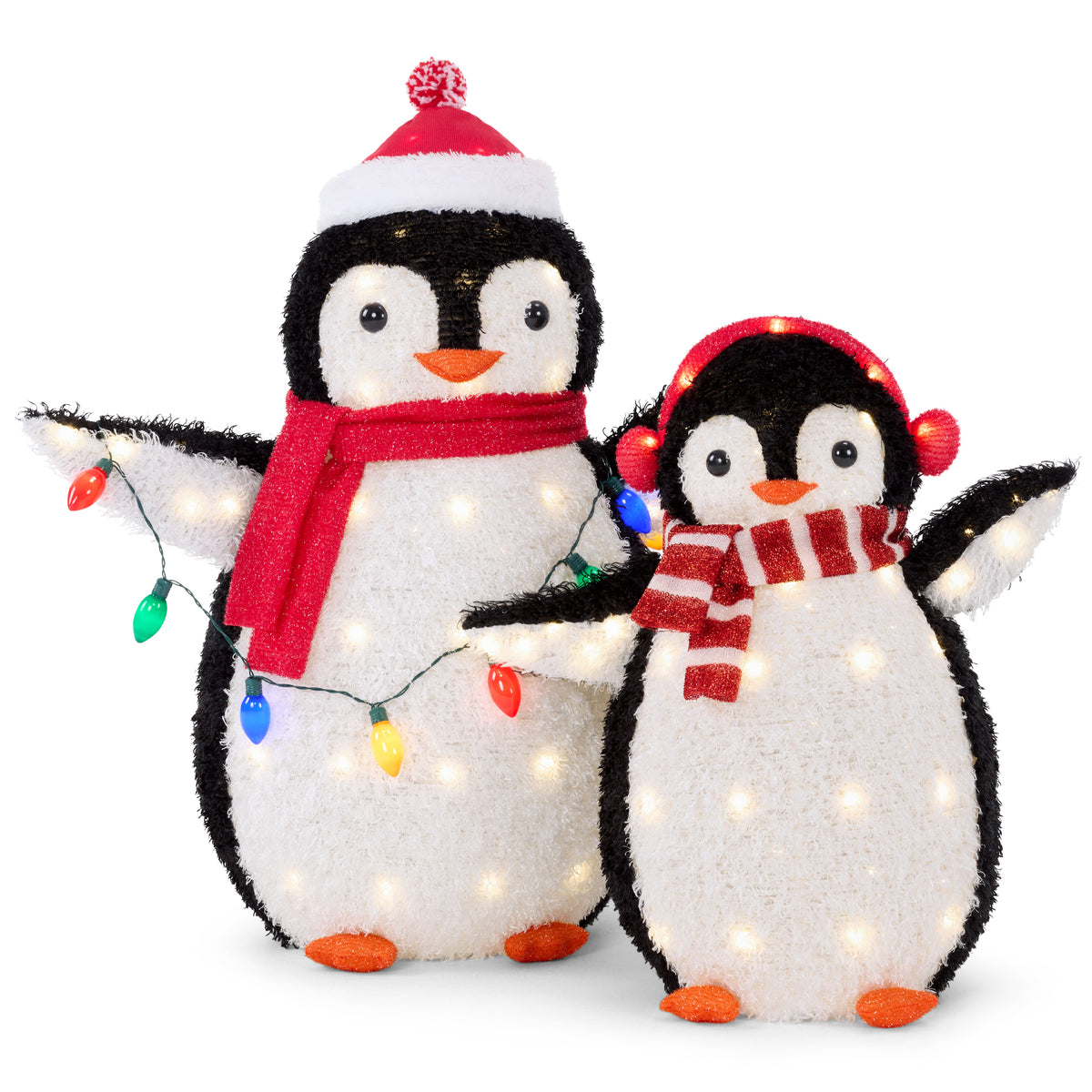 2pc Lighted Pop-Up Penguin Family Christmas Decoration w/ 150 Lights - 3ft