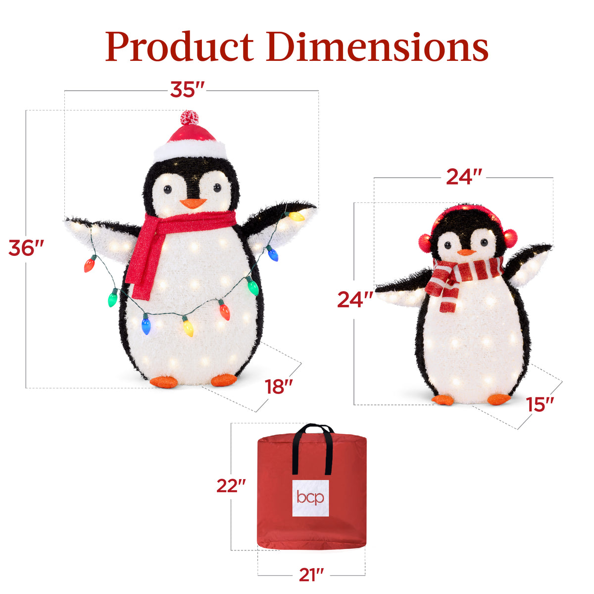 2pc Lighted Pop-Up Penguin Family Christmas Decoration w/ 150 Lights - 3ft