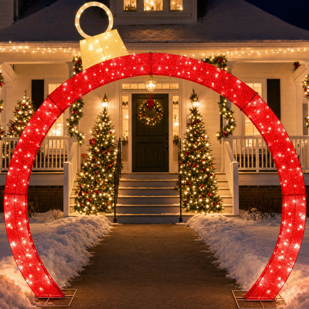 Large Outdoor Christmas Lighted Archway Decoration, 10ft XL, 330 LEDs