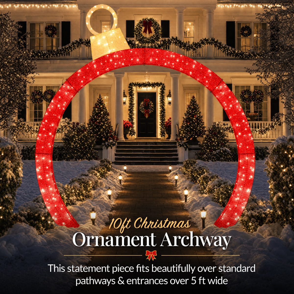 Large Outdoor Christmas Lighted Archway Decoration, 10ft XL, 330 LEDs