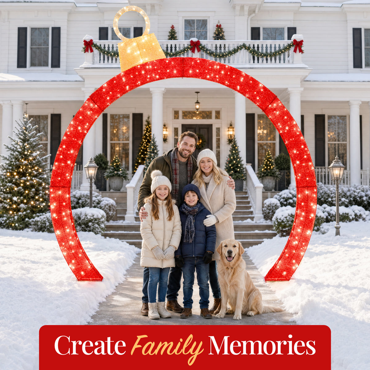 Large Outdoor Christmas Lighted Archway Decoration, 10ft XL, 330 LEDs