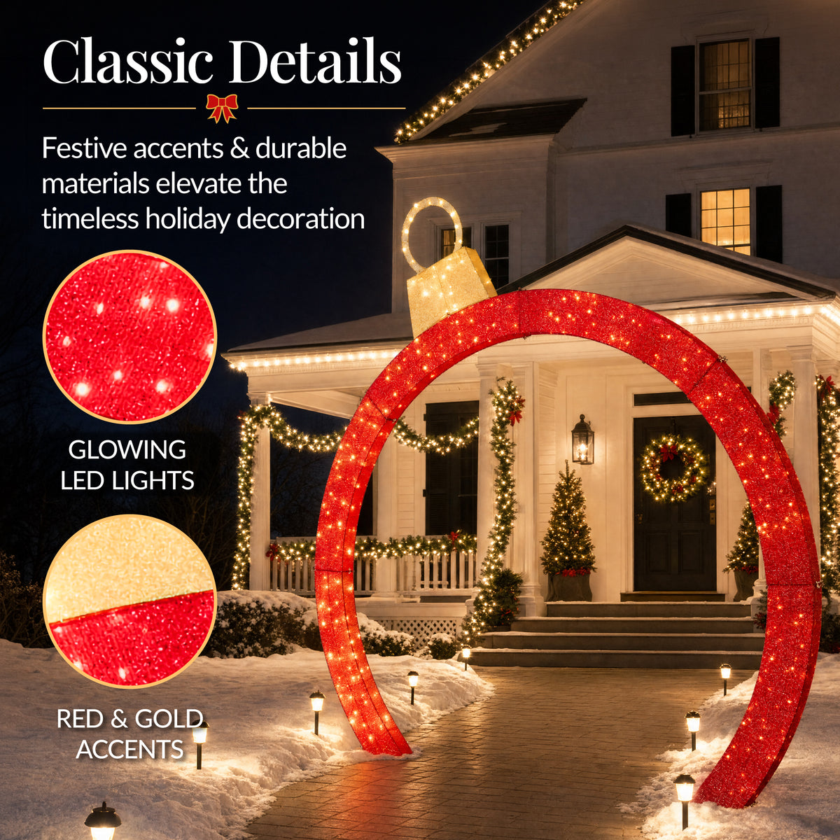 Large Outdoor Christmas Lighted Archway Decoration, 10ft XL, 330 LEDs