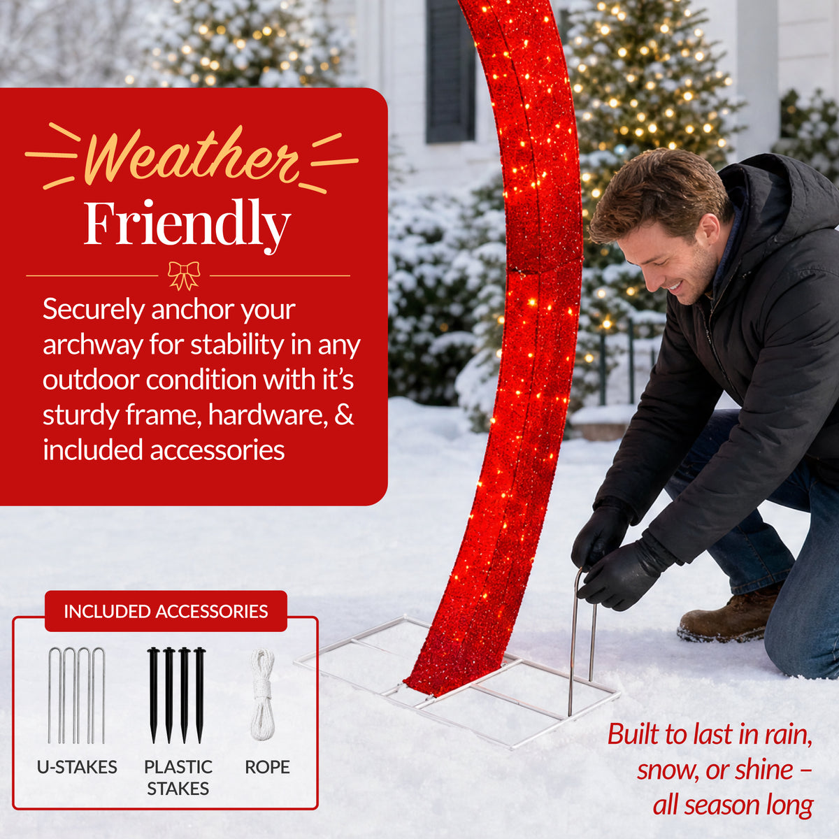 Large Outdoor Christmas Lighted Archway Decoration, 10ft XL, 330 LEDs