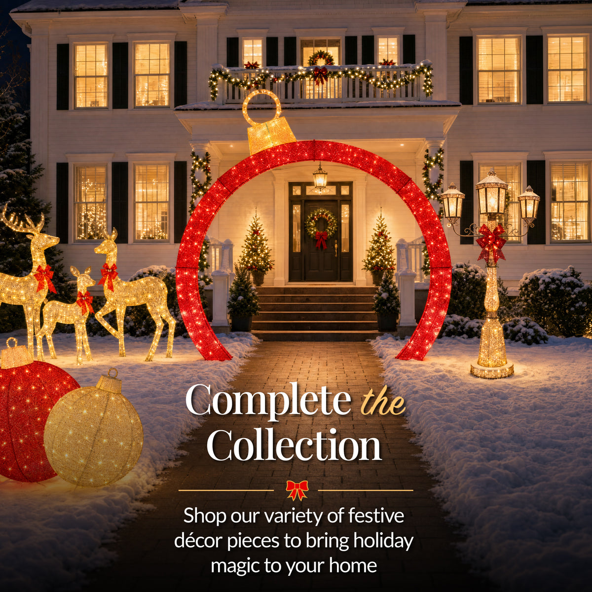 Large Outdoor Christmas Lighted Archway Decoration, 10ft XL, 330 LEDs