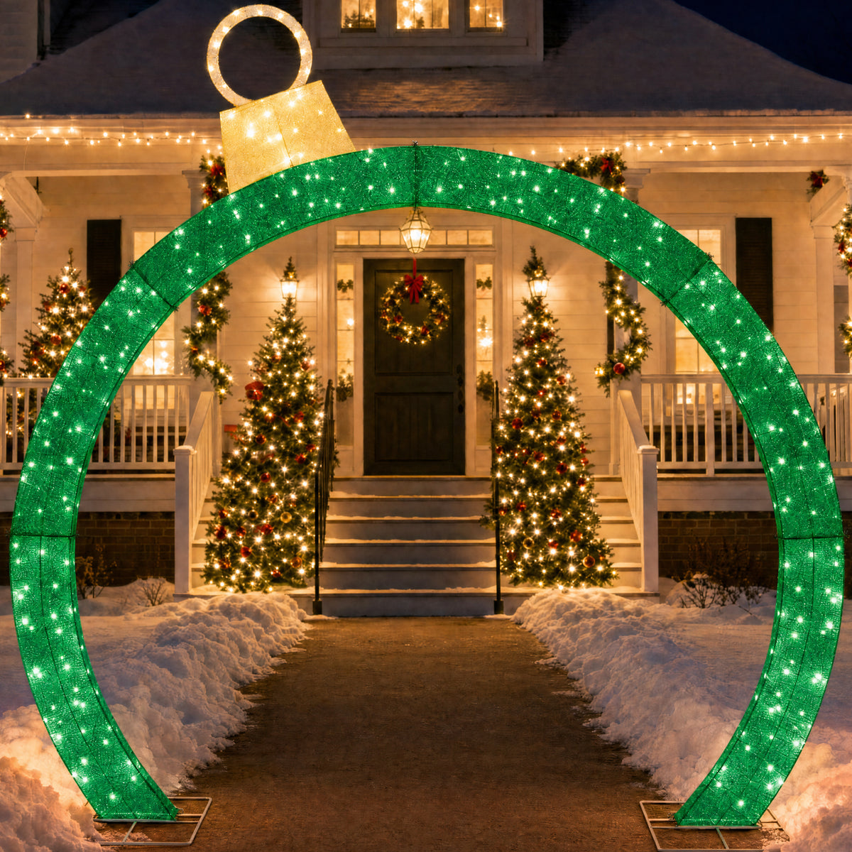Large Outdoor Christmas Lighted Archway Decoration, 10ft XL, 330 LEDs