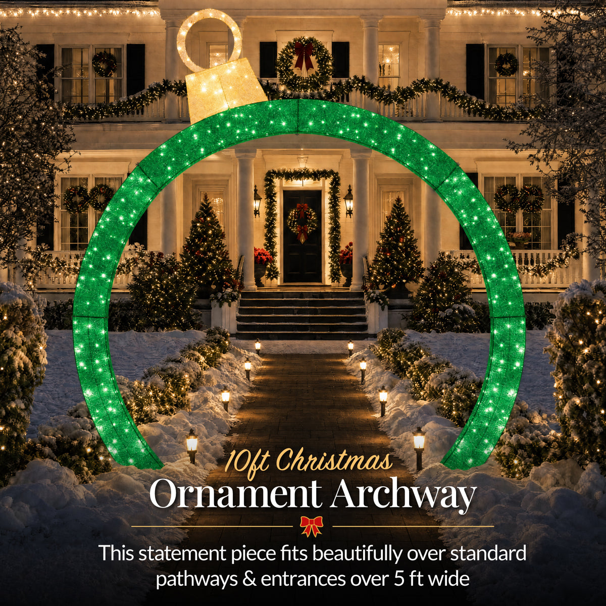 Large Outdoor Christmas Lighted Archway Decoration, 10ft XL, 330 LEDs