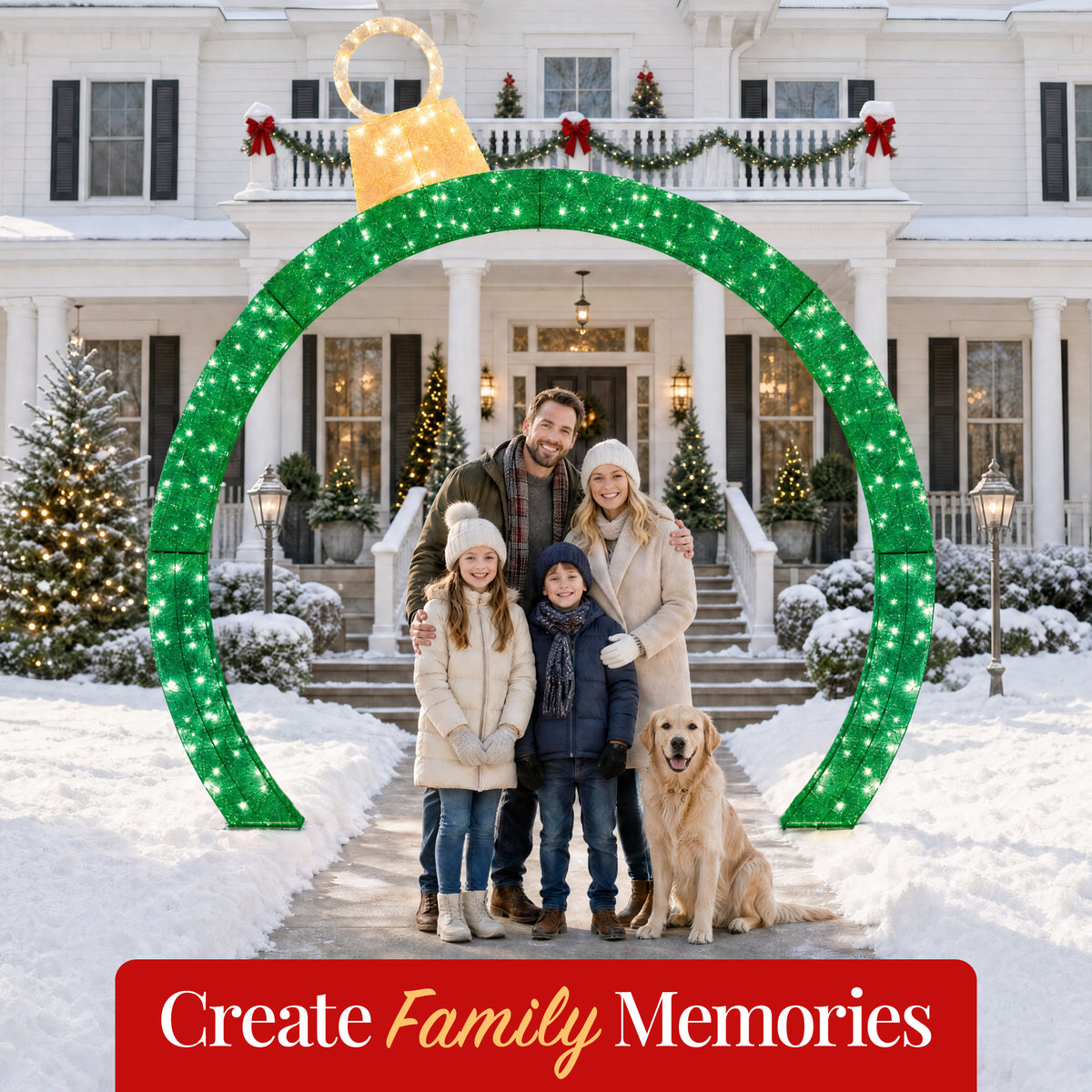 Large Outdoor Christmas Lighted Archway Decoration, 10ft XL, 330 LEDs
