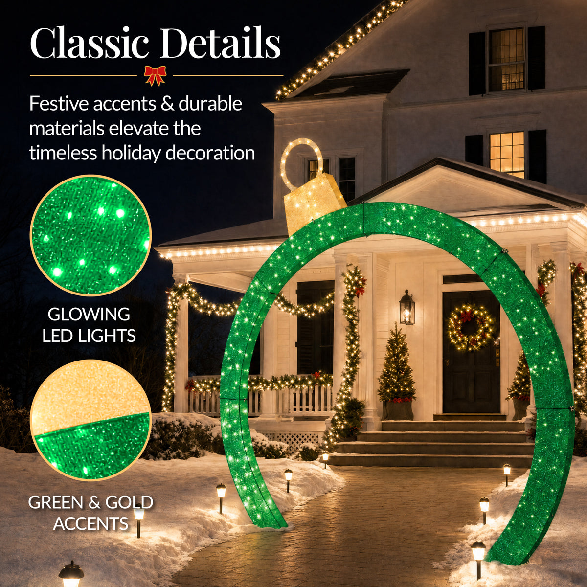 Large Outdoor Christmas Lighted Archway Decoration, 10ft XL, 330 LEDs