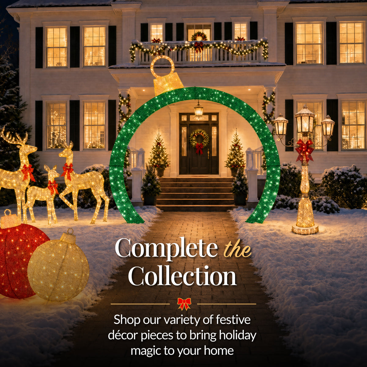 Large Outdoor Christmas Lighted Archway Decoration, 10ft XL, 330 LEDs