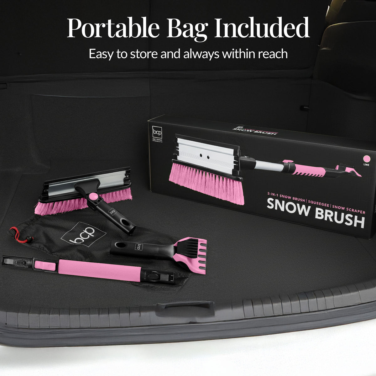 39" Extendable Snow Brush with Squeegee and Ice Scraper