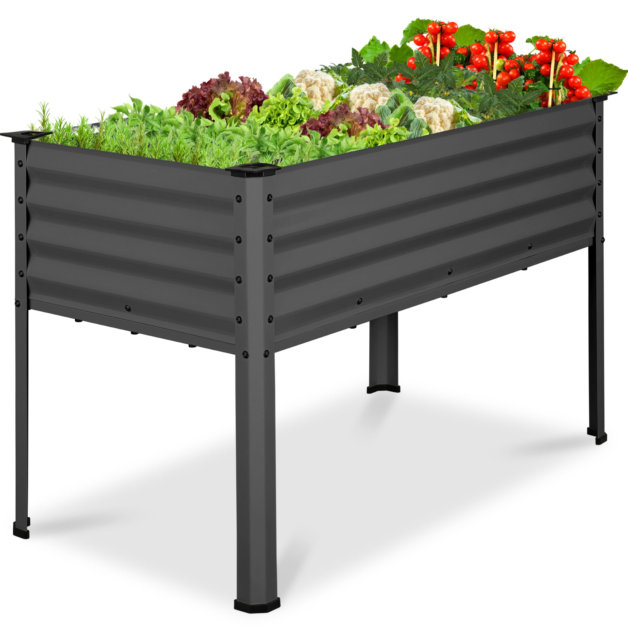 コロ付きメタルガーデンベッド Elevated Galvanized Metal Garden Bed w/ Corner Protectors