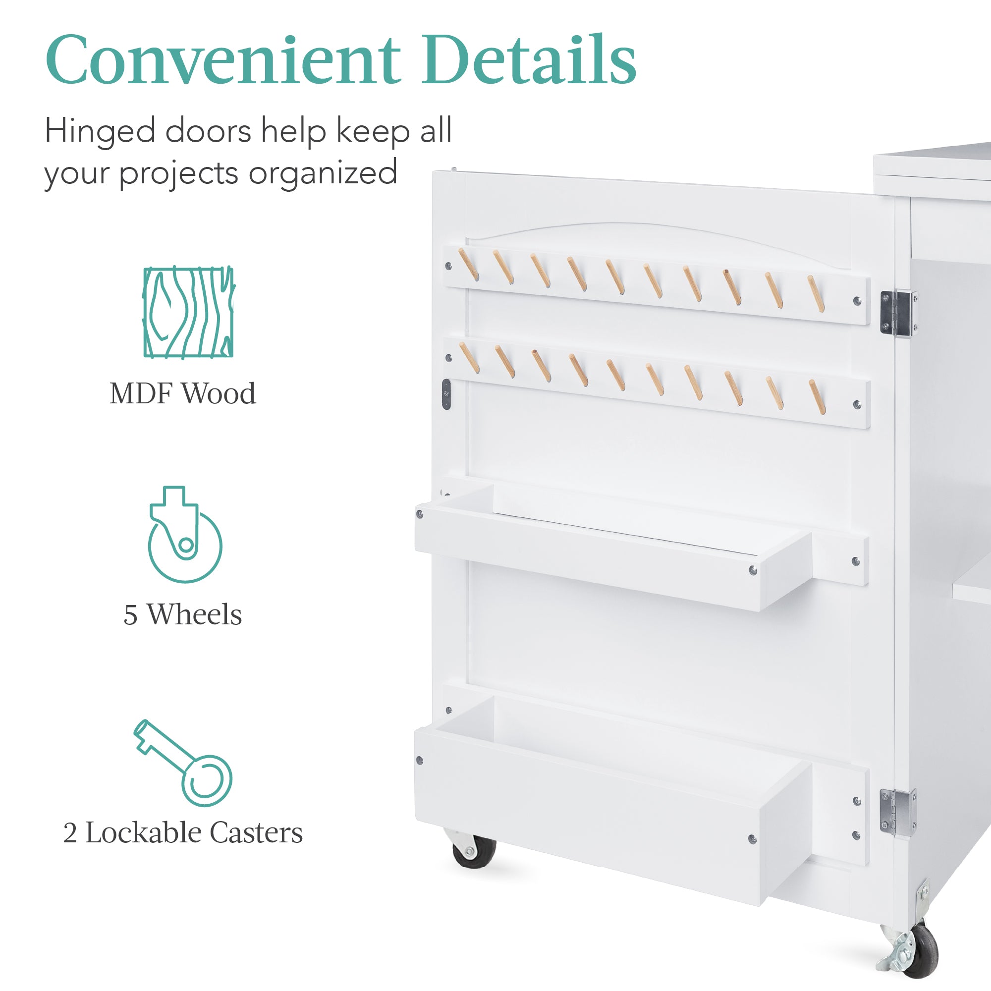 Folding Sewing Table Multipurpose Craft Station & Side Table w/ Wheels
