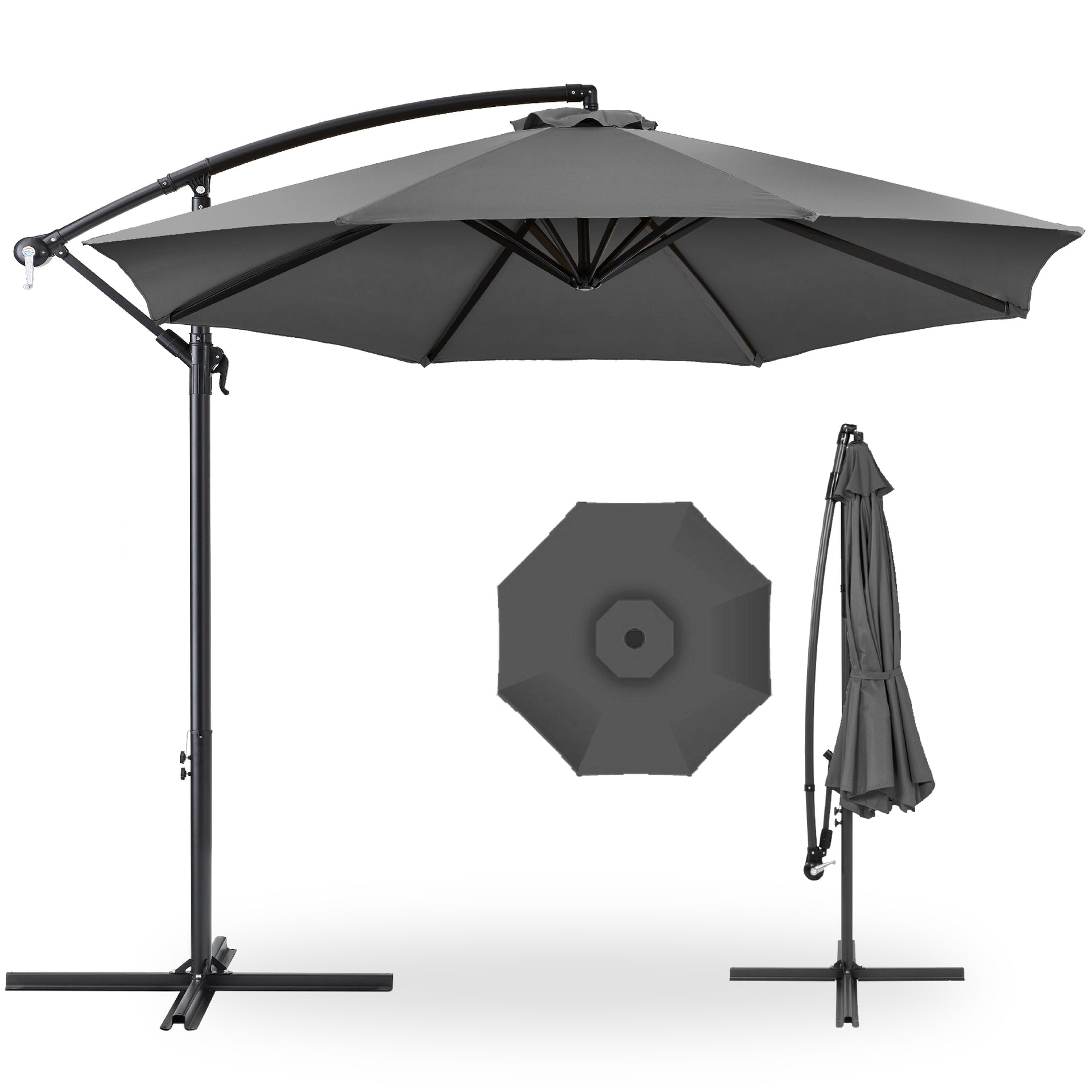 Best Choice Products Offset Hanging Outdoor Market Patio Umbrella with Easy Tilt Adjustment