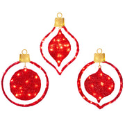 3pc Pre-Lit 2D Hanging Christmas Ornaments 14in Outdoor Lighted Decorations