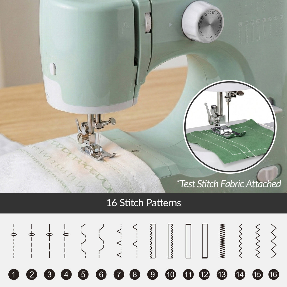 55-Piece Sewing Machine Kit, w/ 16 Stitch Patterns, Double Stitching