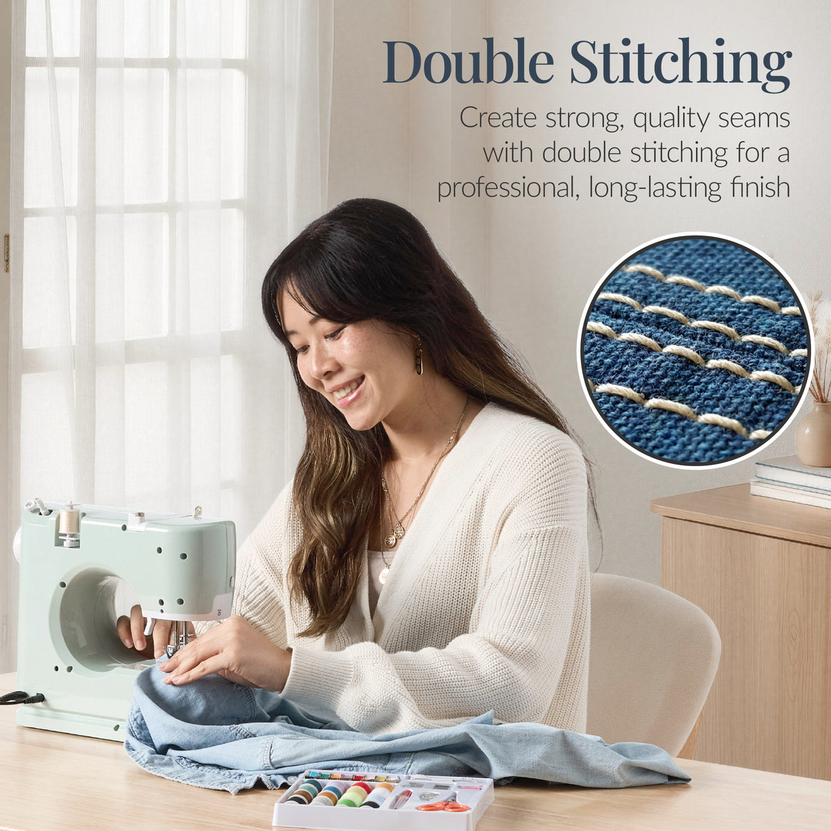 55-Piece Sewing Machine Kit, w/ 16 Stitch Patterns, Double Stitching