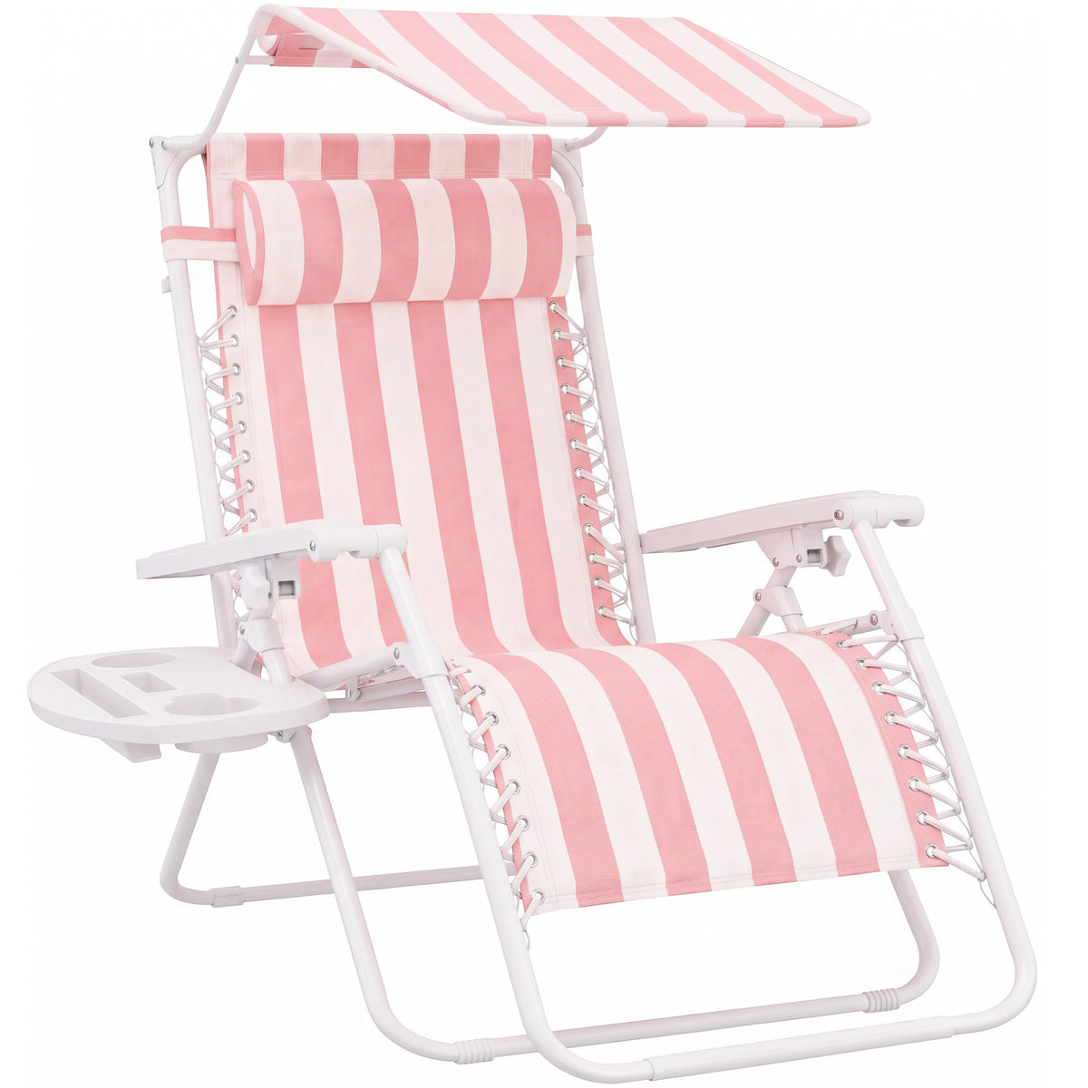 Folding Zero Gravity Recliner Patio Lounge Chair w/ Canopy, Side Tray