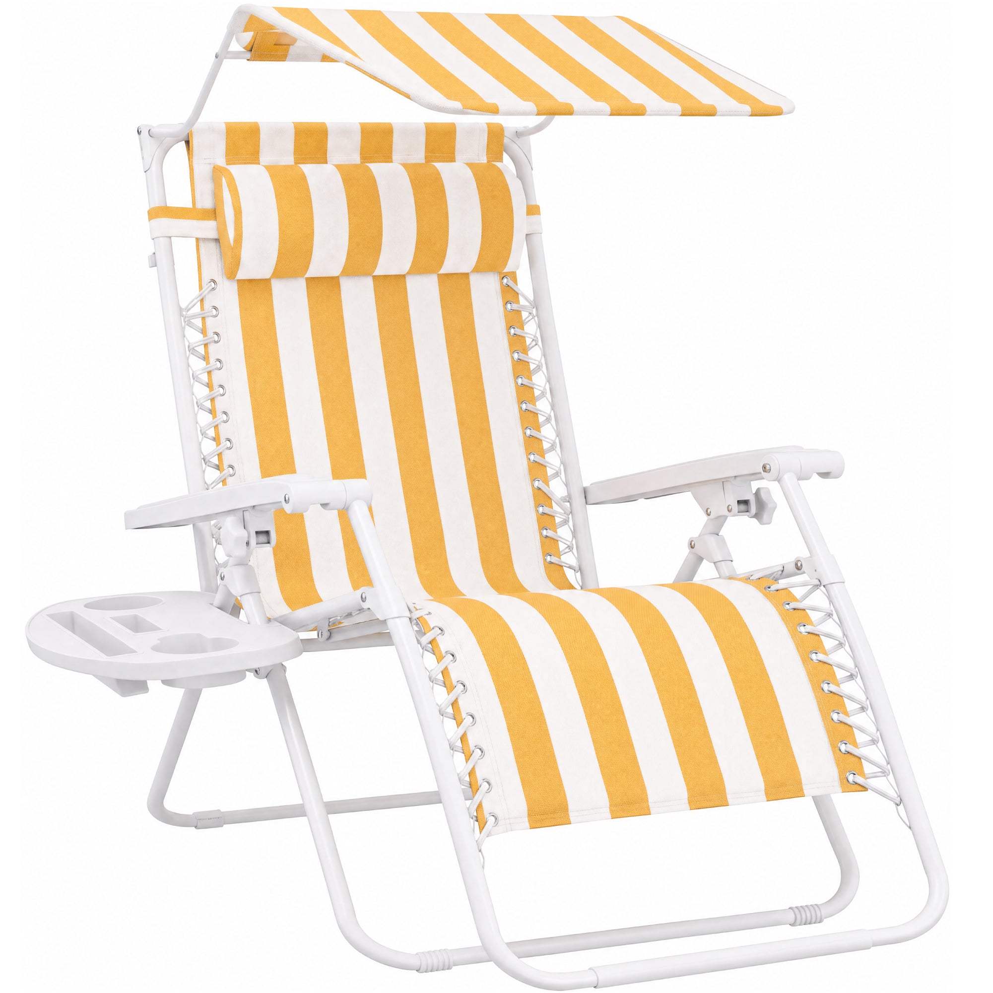 Folding Zero Gravity Recliner Patio Lounge Chair w/ Canopy, Side