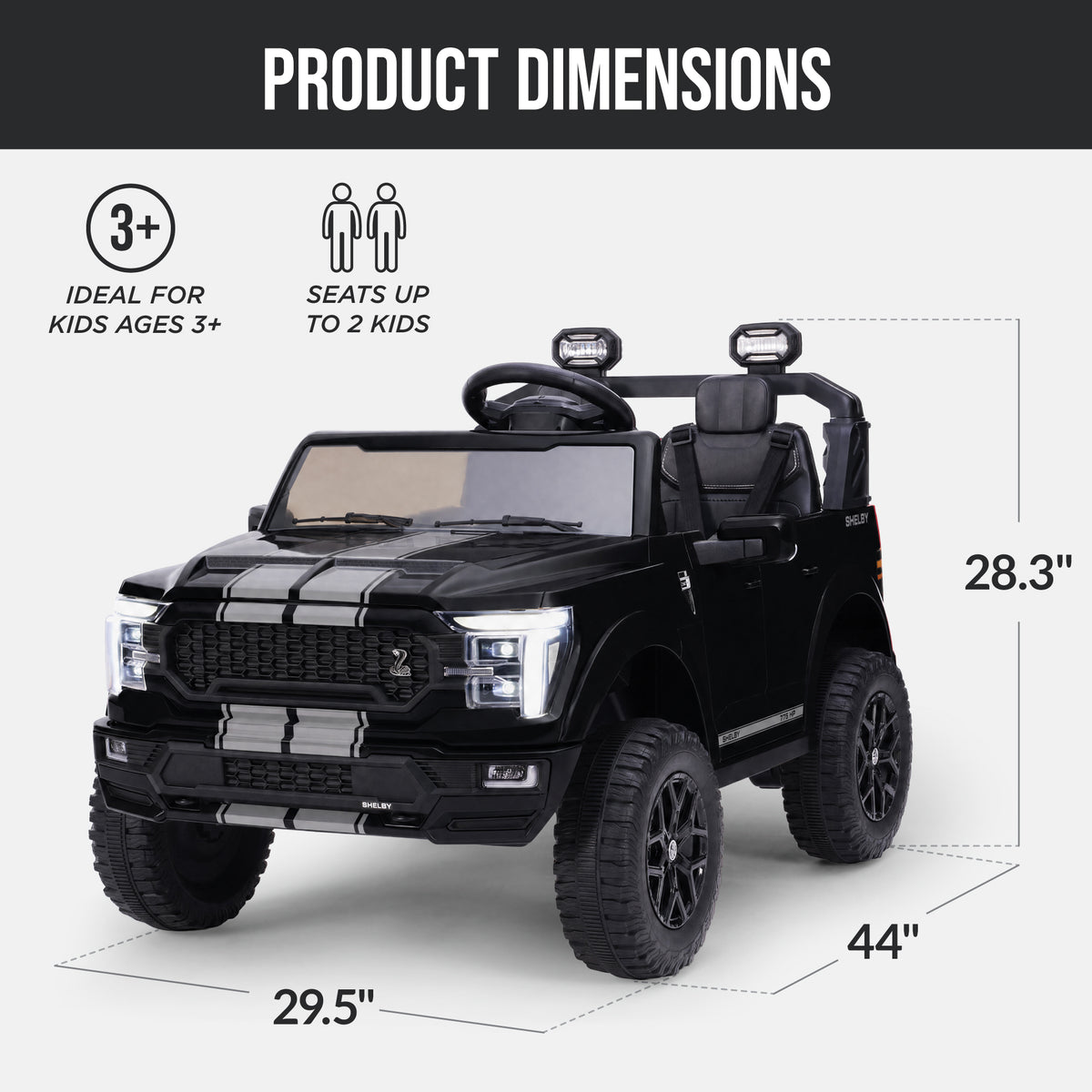 24V Licensed Ford F-150 Shelby Kids Ride-On Truck, 2-Seater w/ Parent Remote