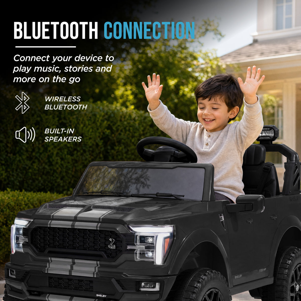 24V Licensed Ford F-150 Shelby Kids Ride-On Truck, 2-Seater w/ Parent Remote