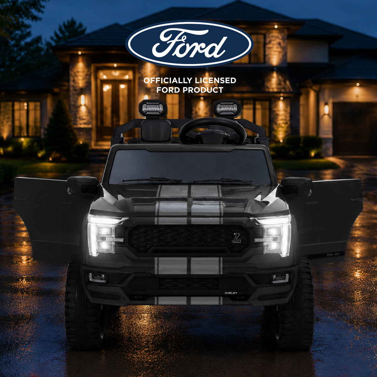 24V Licensed Ford F-150 Shelby Kids Ride-On Truck, 2-Seater w/ Parent Remote