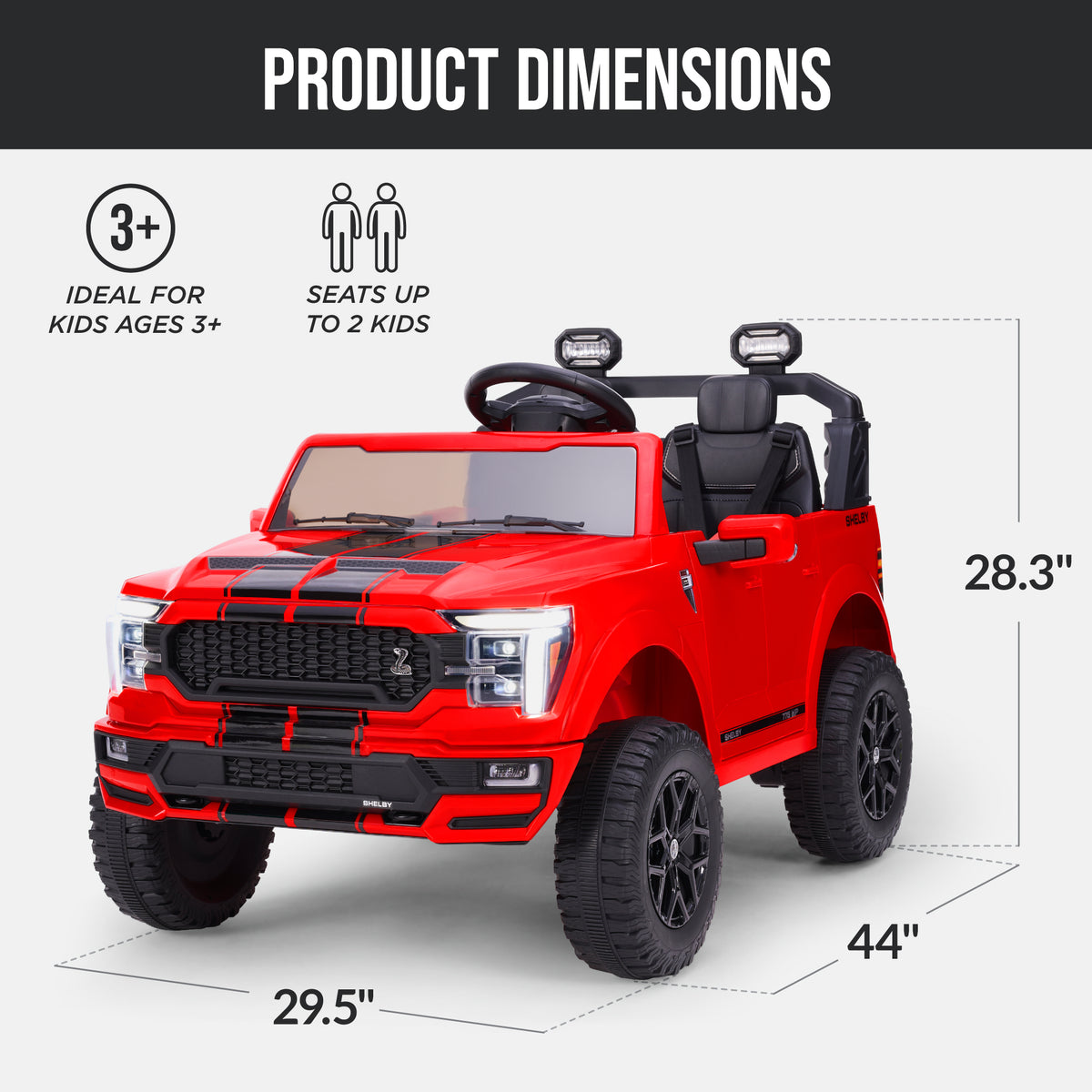 24V Licensed Ford F-150 Shelby Kids Ride-On Truck, 2-Seater w/ Parent Remote