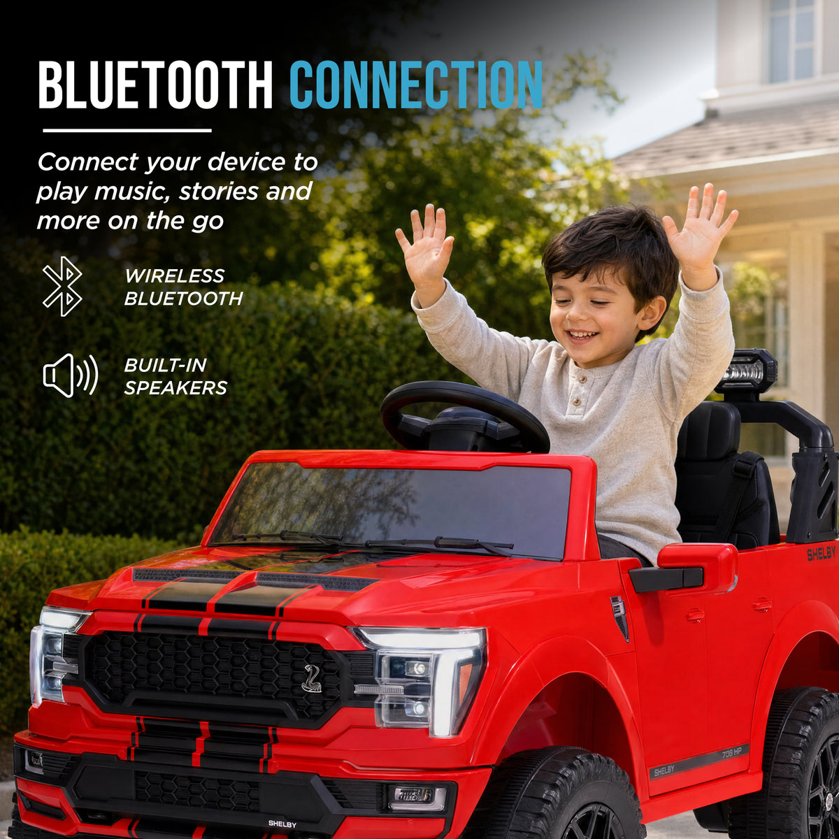 24V Licensed Ford F-150 Shelby Kids Ride-On Truck, 2-Seater w/ Parent Remote