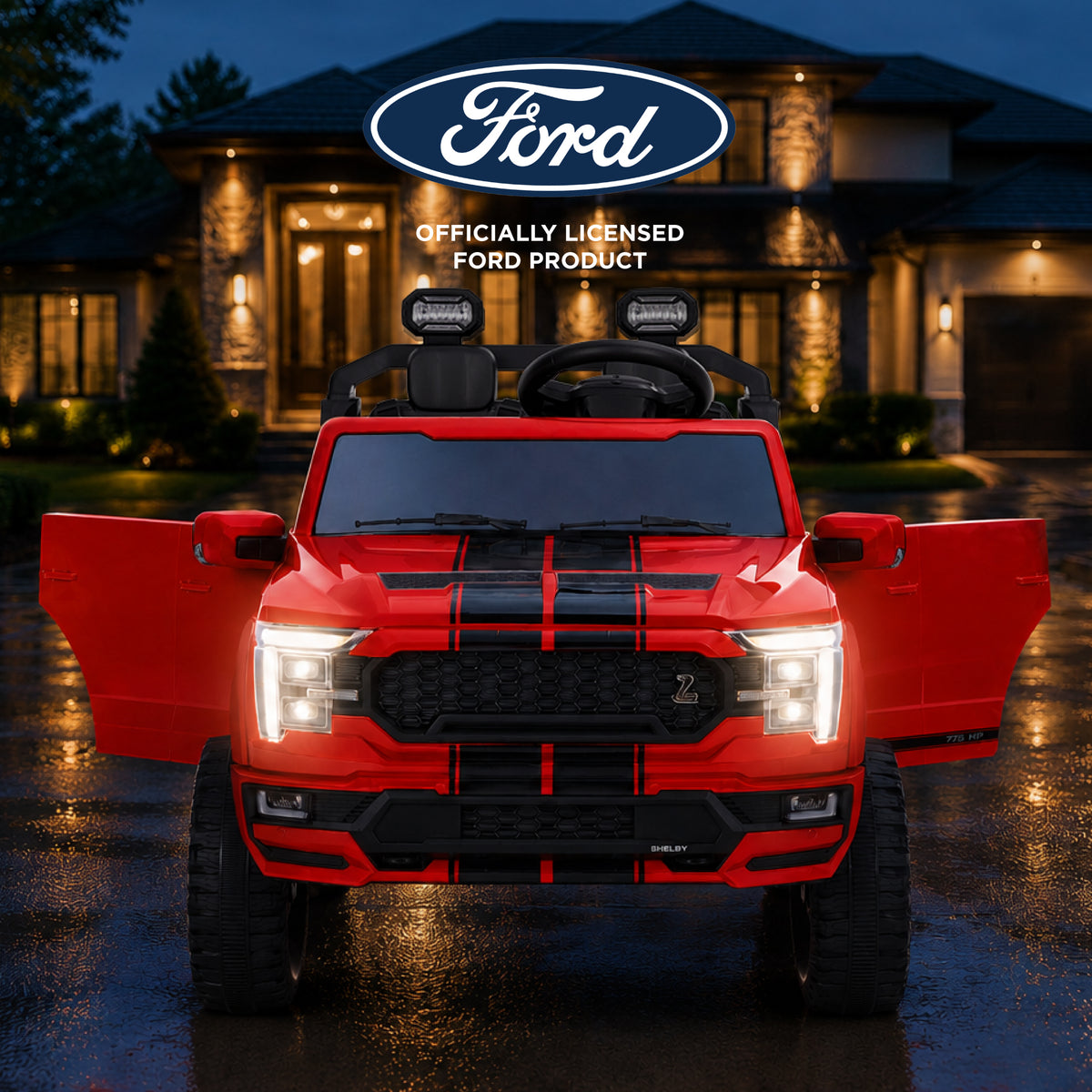 24V Licensed Ford F-150 Shelby Kids Ride-On Truck, 2-Seater w/ Parent Remote