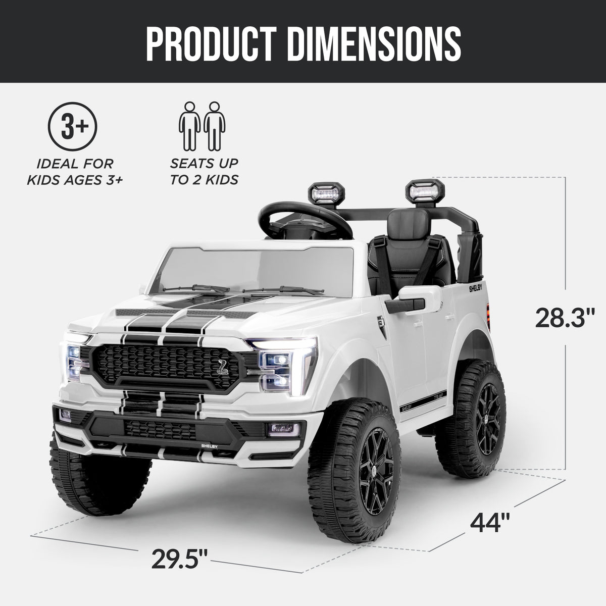 24V Licensed Ford F-150 Shelby Kids Ride-On Truck, 2-Seater w/ Parent Remote